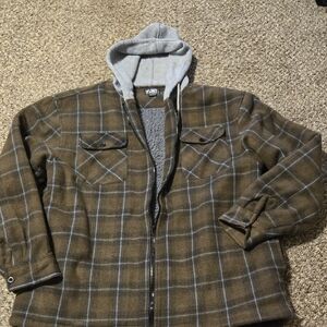 Flint Brown And Light Blue Hooded Lined Jacket